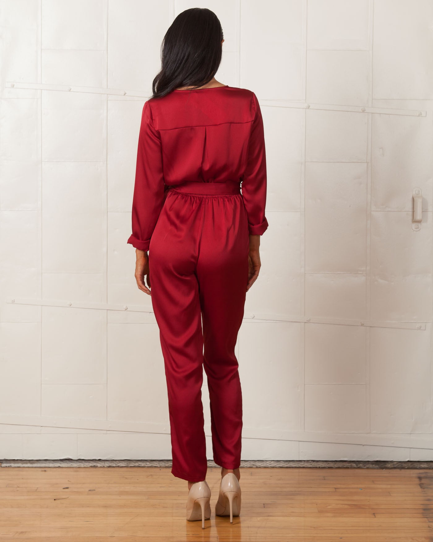 WYLDR Sophie Red Satin Jumpsuit