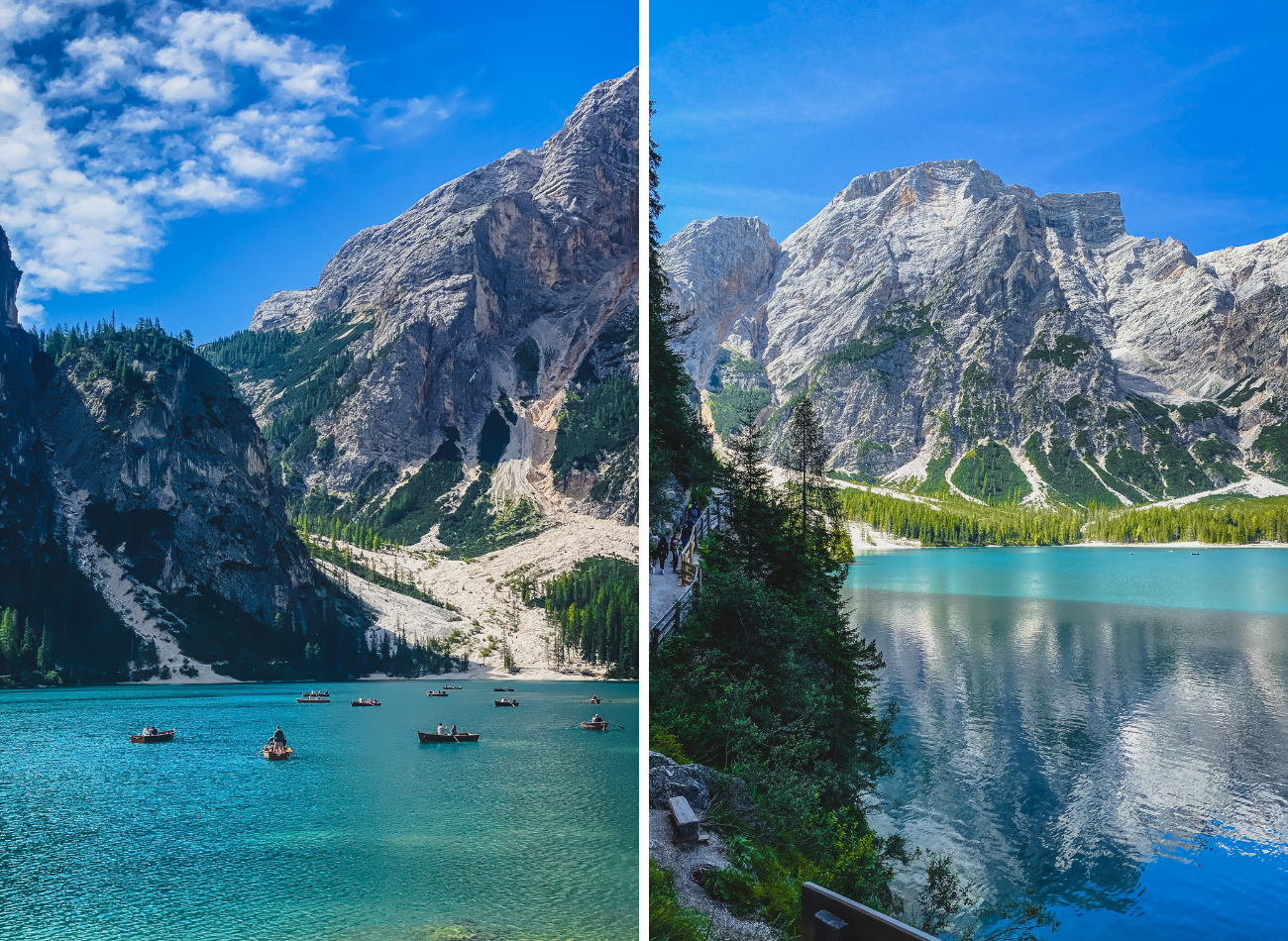 Jezero Braies, krožna pot za vsakogar, parkiraš blizu. Idealno za prvič v Dolomitih.