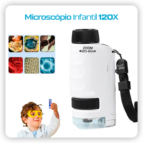 Mini Microscópio Portátil Infantil 120x