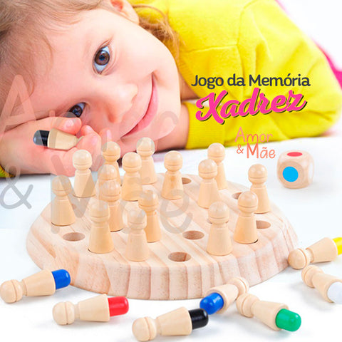 Jogo de xadrez de madeira com memória para crianças. - TipTopEco.com
