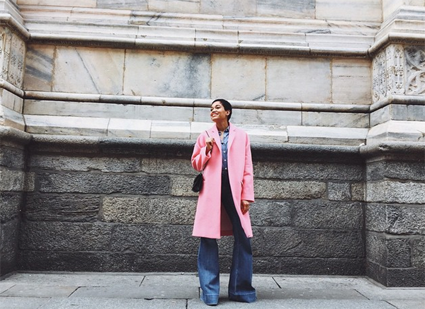 tamu mcpherson instagram pink coat