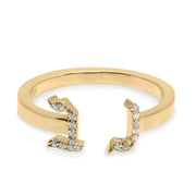 encrusted open ring with diamonds aleph bet