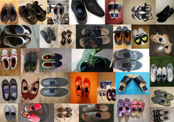 Collage mit vielen Schuhen mit Powerinsole