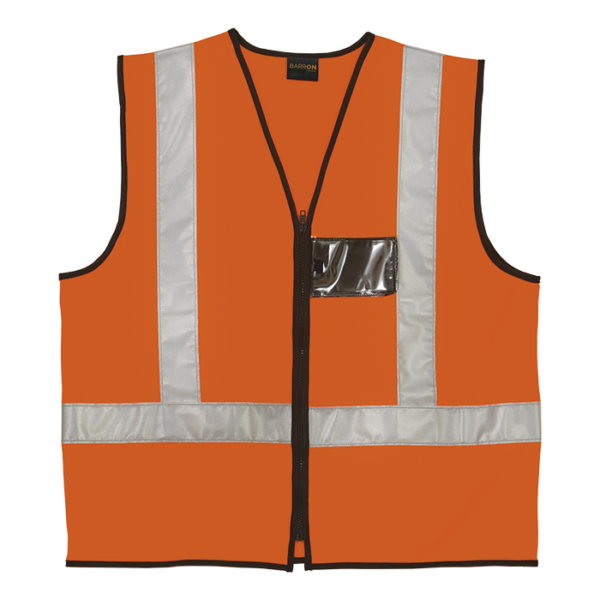 Hi-Viz Premium Reflective Safety Vest c/w Zip & ID Pouch - Orange ...
