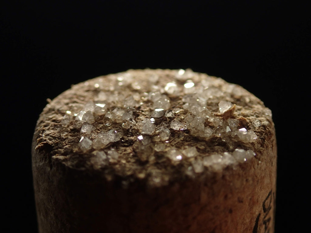 Tartrate crystals on cork 