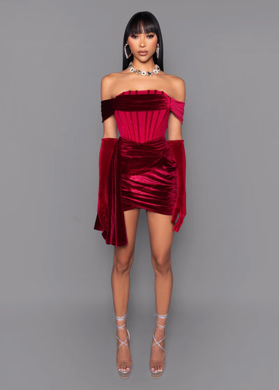 Red Ruched Corset Mini Dress – GUILTY OF GLAM