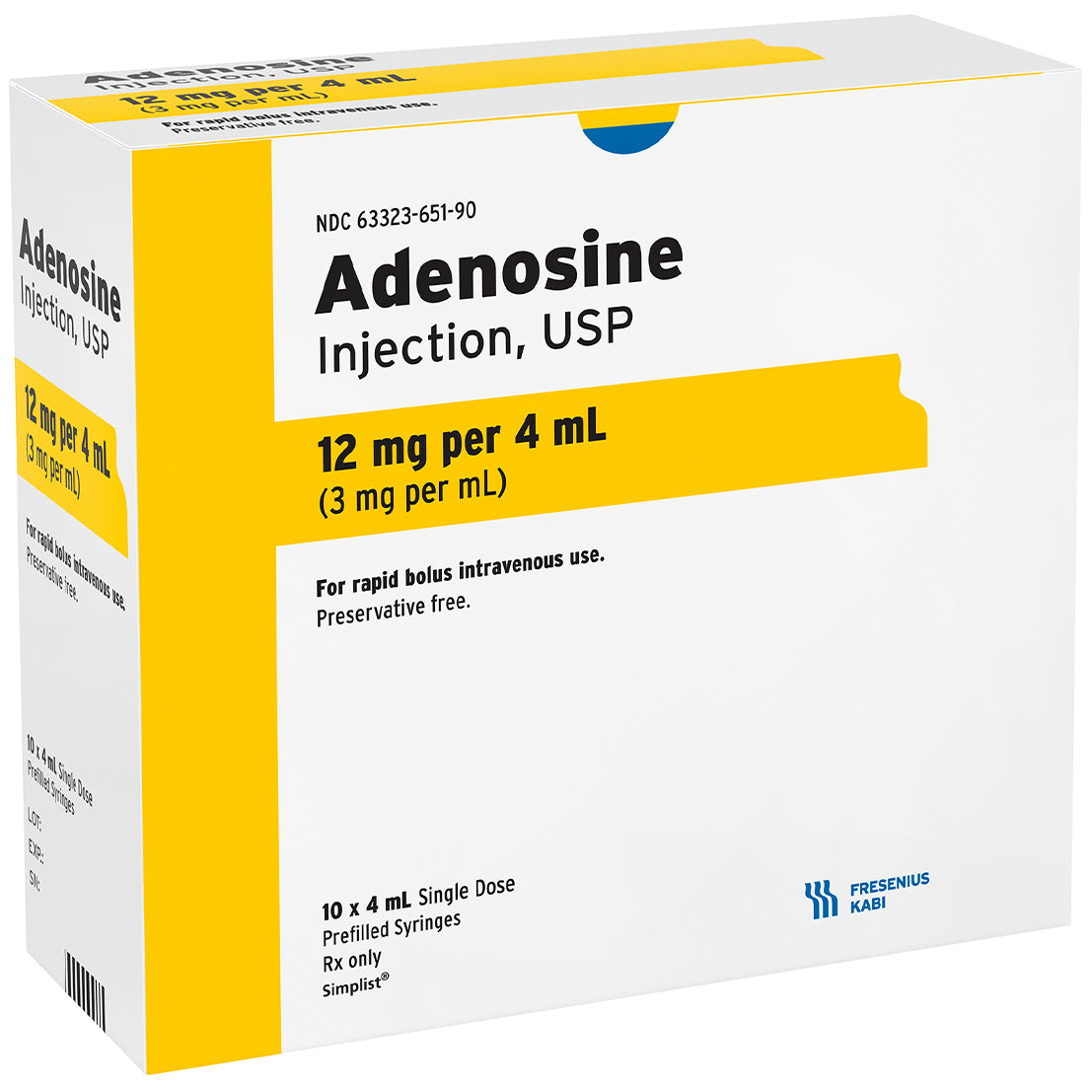 Adenosine 12mg, 4mL Syringe (ea)