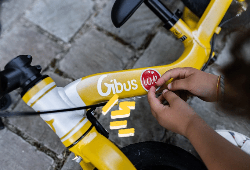 Draisienne 12 pouces Gibus Cycles et sticker 