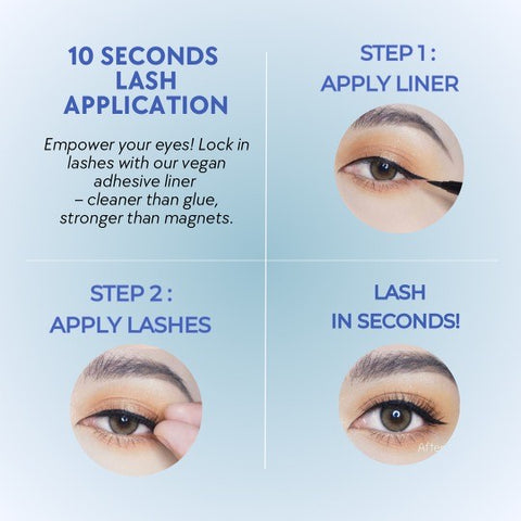 Easy Steps to apply false lashes using our lash liner