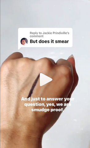 Instagram Reel showing how the eyeliner is water proof and smudge proof