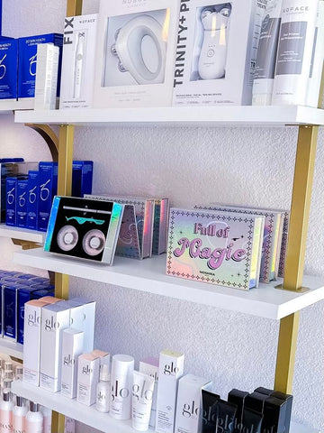 Moshika beauty " Full of Magic" lash kit sitting on a shelf and sold at Skin Radiance Med Spa in Tampa Florida