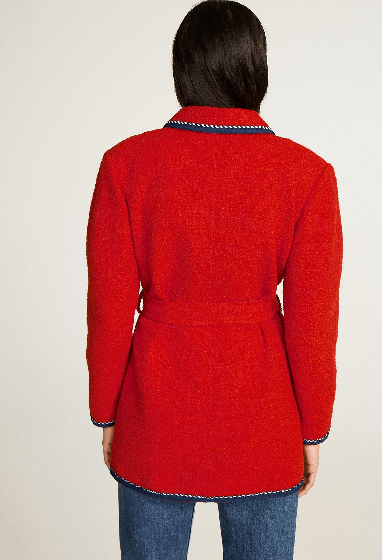 manteau tweed rouge
