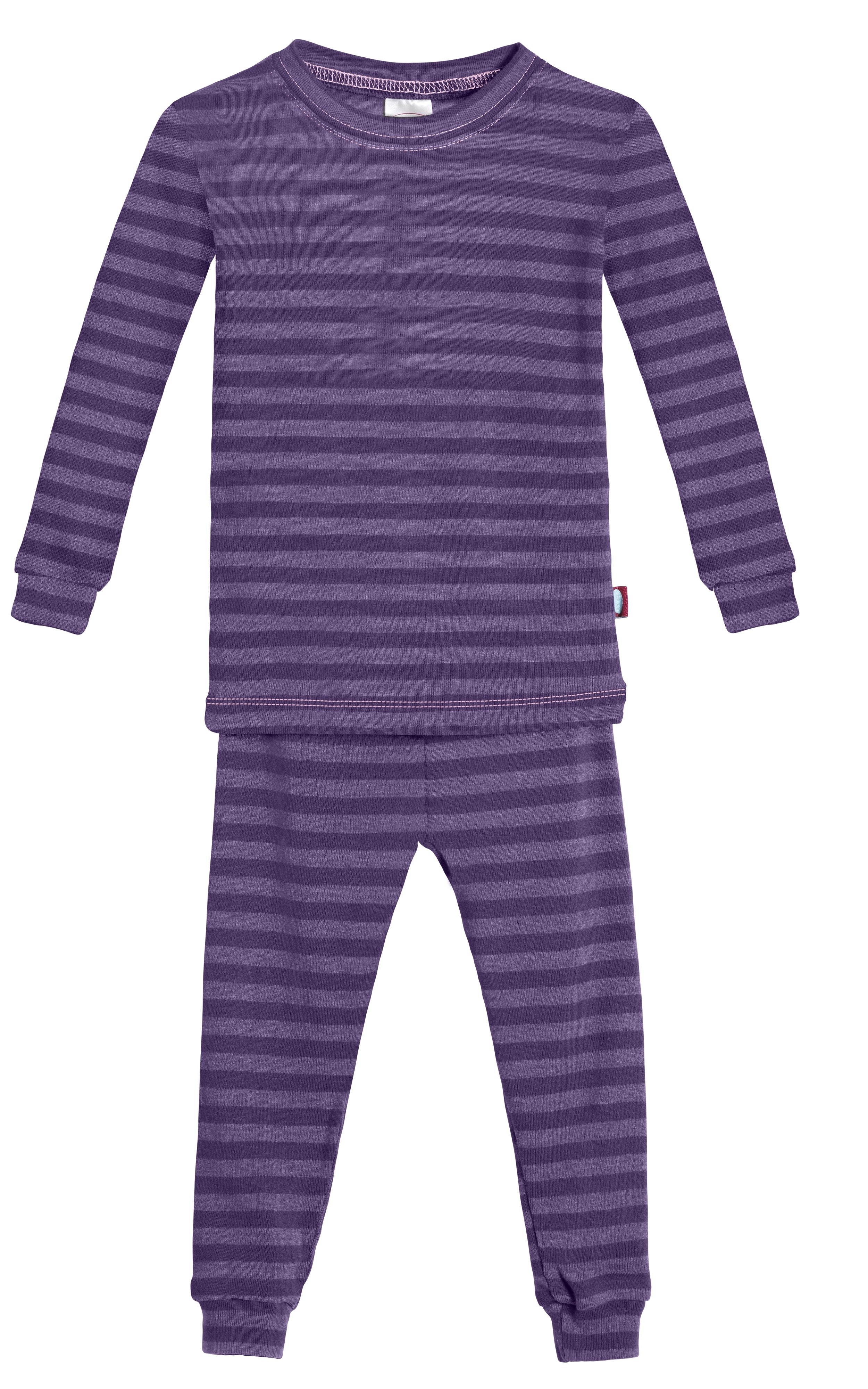 Pajamas long terry cloth cuffs stripes silver lilac - Teens