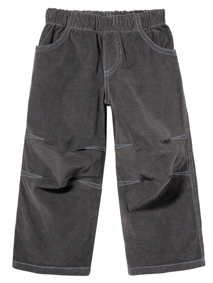 Image of Cord Soft Stretch Pants With Built-in Knee Articulation for Boys | Charcoal