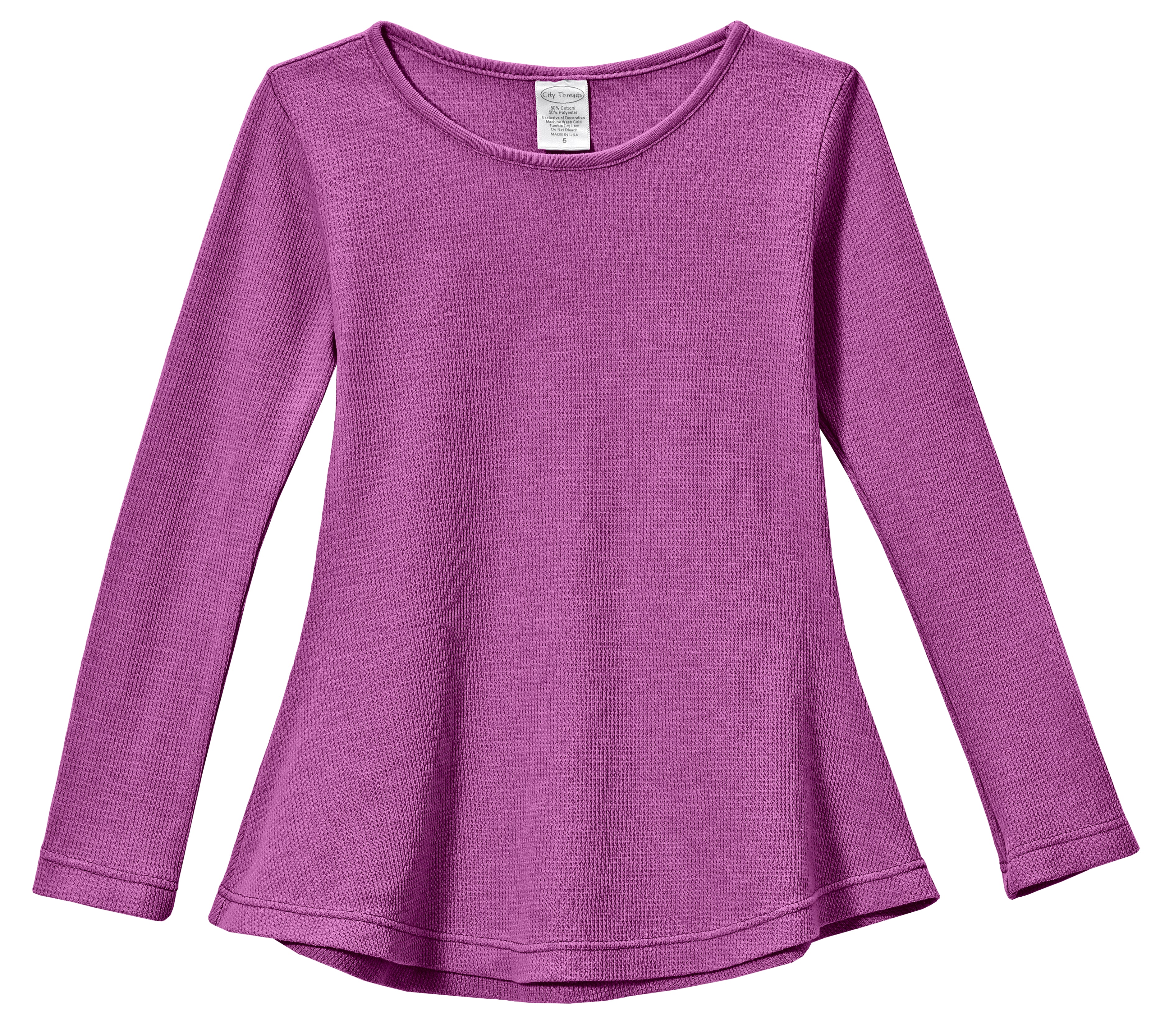 Girls Thermal Long Sleeve Tunic Shirt Cotton Polyester Blend 50/50