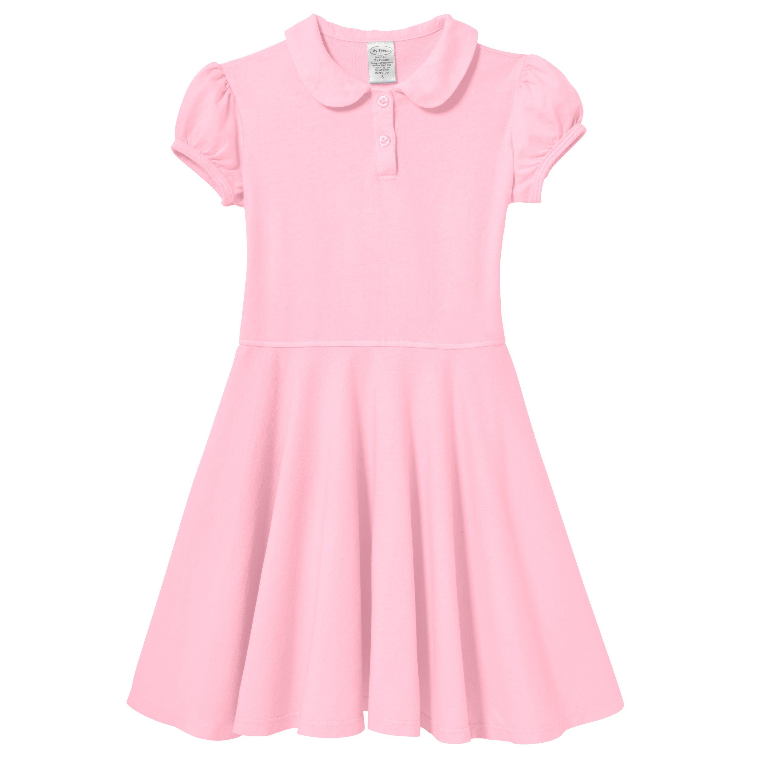 Image of Soft Cotton Jersey S/S Peter Pan Polo Twirly Dress