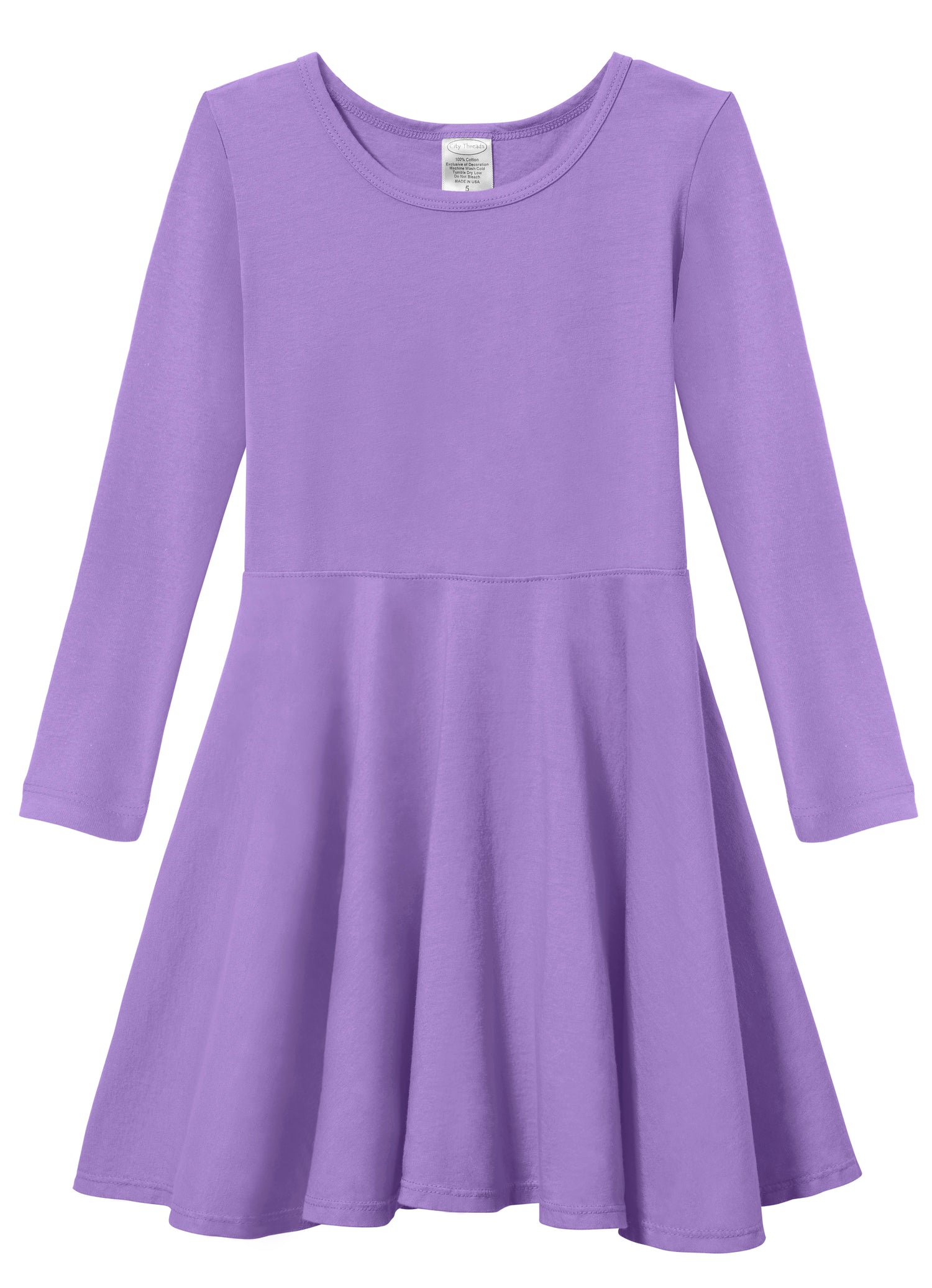 Girls Long Sleeve Cotton Jersey Dress - City Threads USA