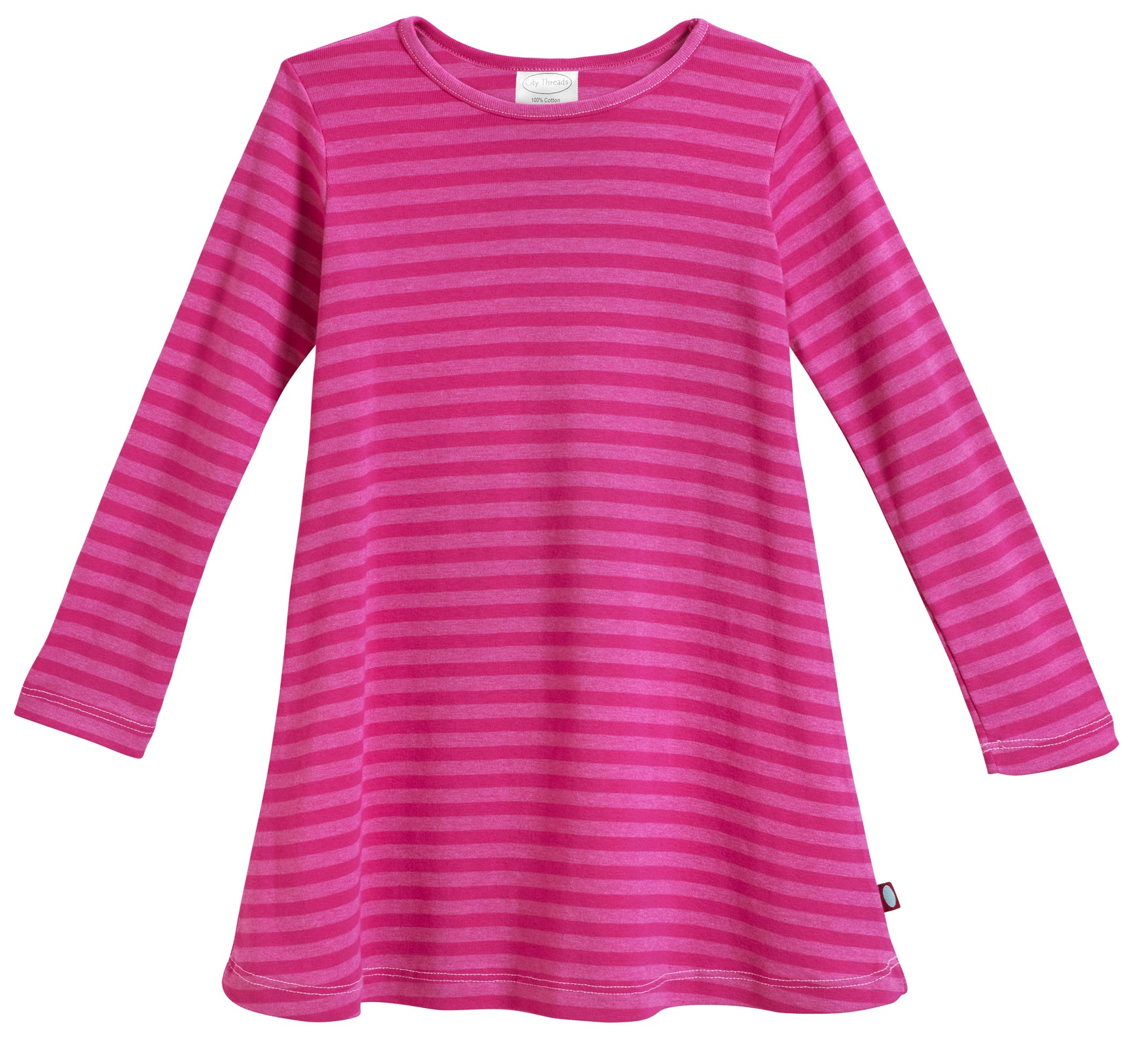 Kid Girl Striped Textured Long-sleeve Hooded Sweatshirt Dress