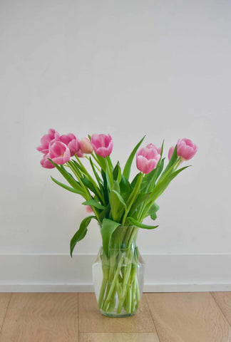 Pink tulips in a vase