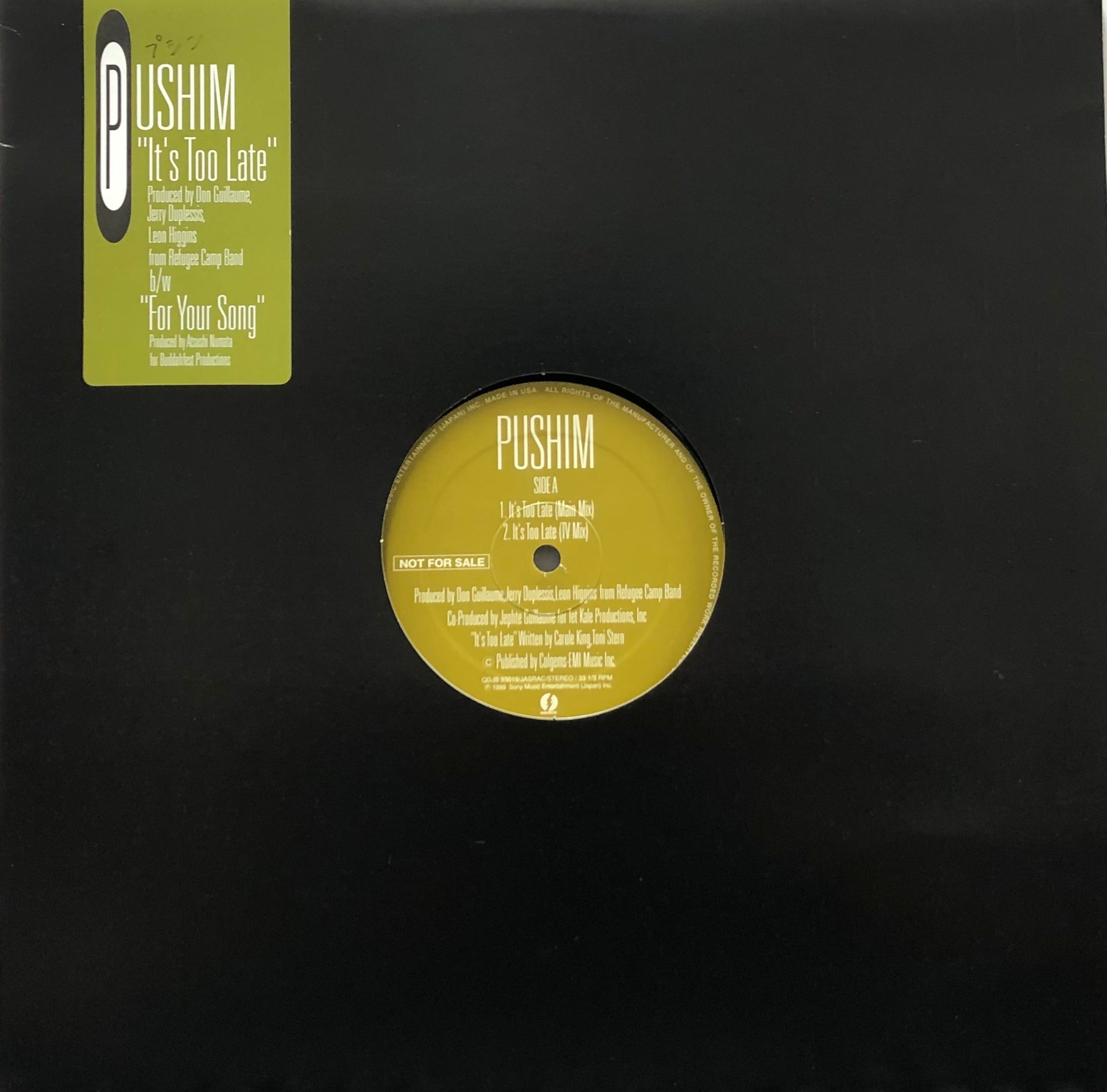 PUSHIM / It's Too Late (Promo) 12inch – TICRO MARKET