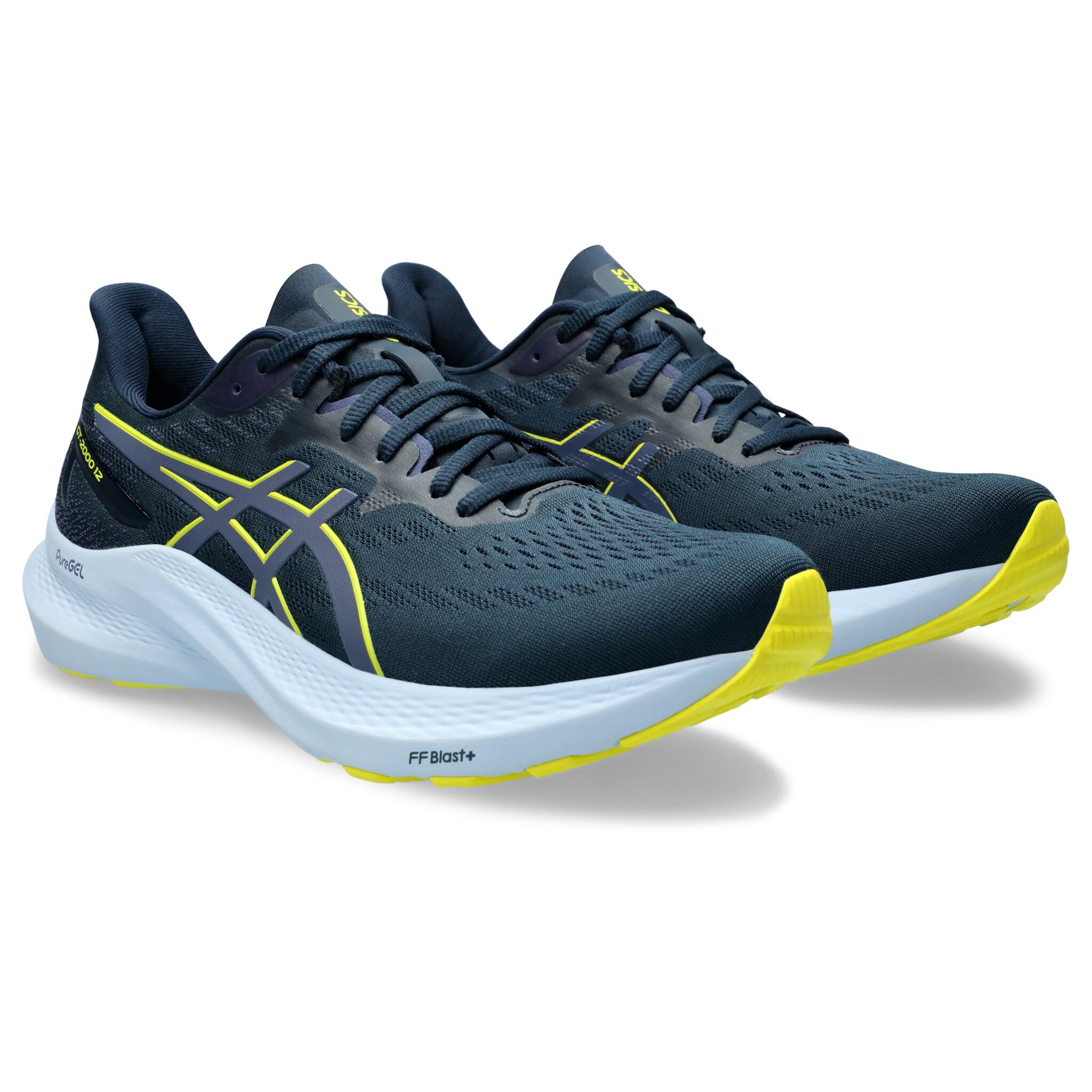 Asics GT-1000 12 Men's Running Shoes - 2E (Extra Wide) - French Blue/Yellow