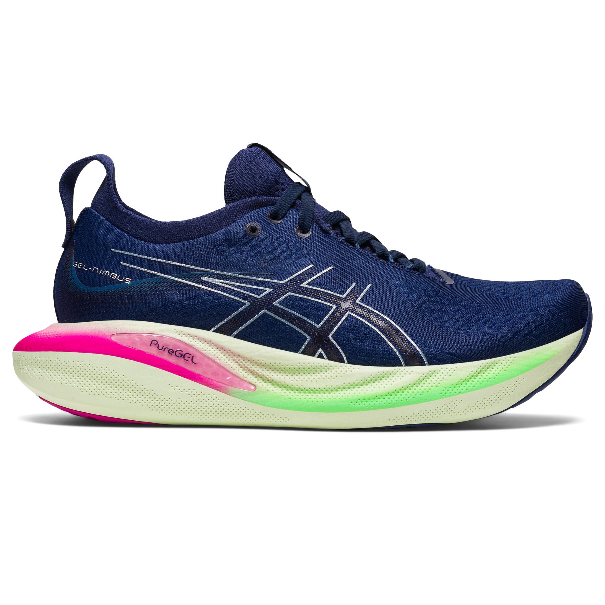 Asics Gel-Nimbus 25 Women's Running Shoes - B - Indigo Blue/Pure Silver