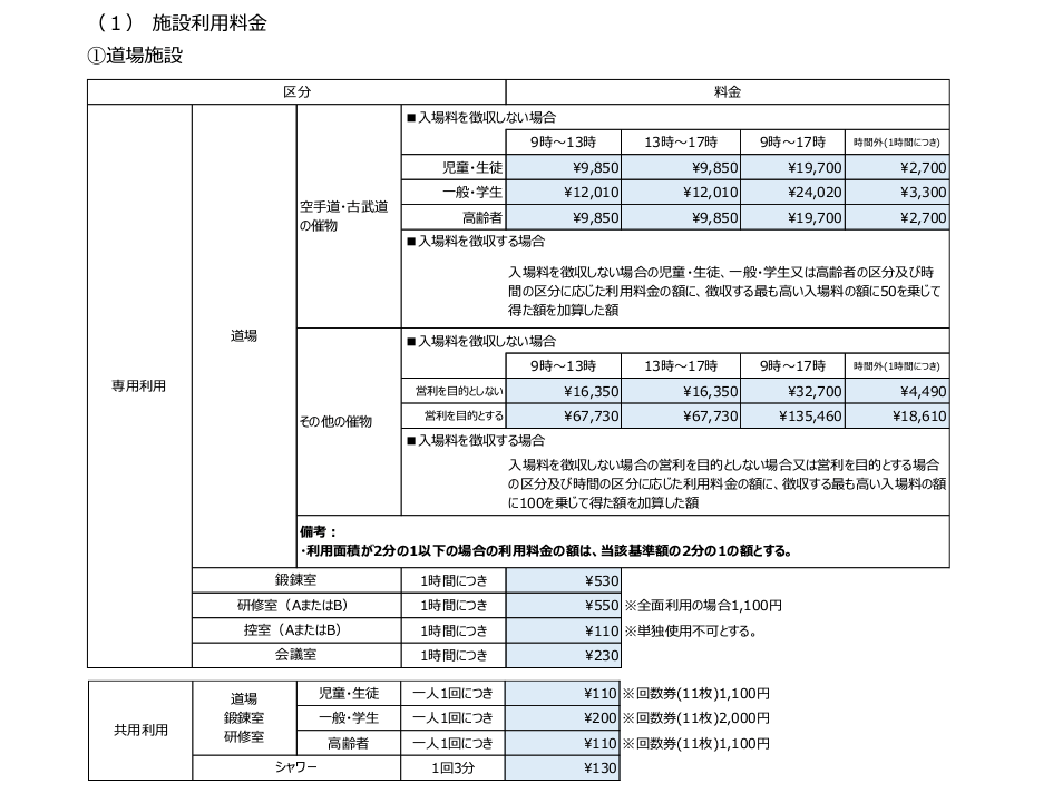 料金表