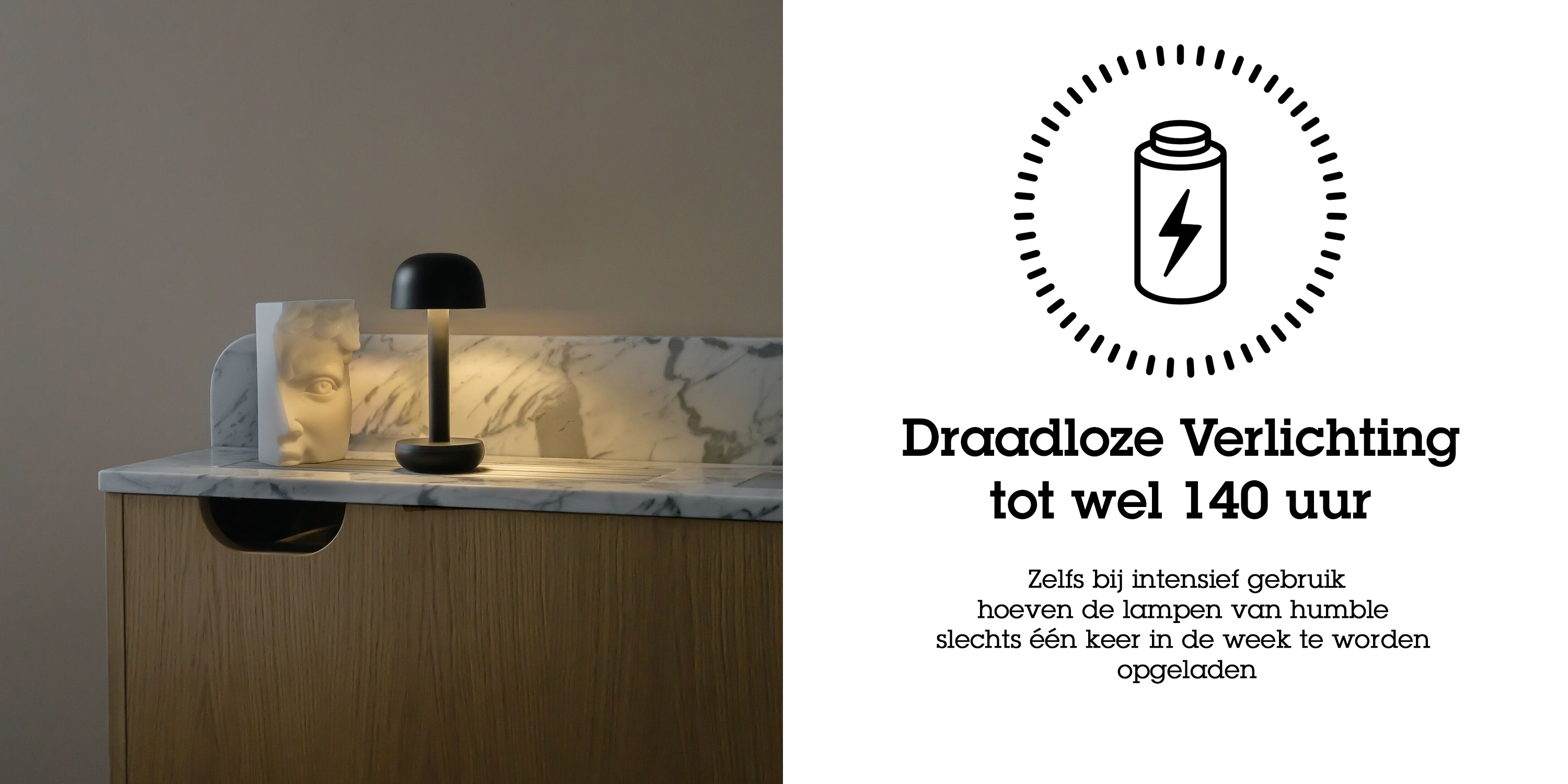 Humble Lights Oplaadbare Lampen│Batterij│Draadloze Verlichting tot wel 140 uur