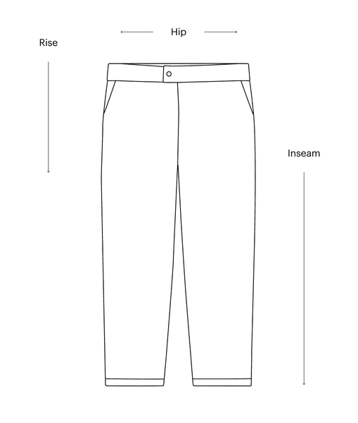 ETQ size guide - Trousers