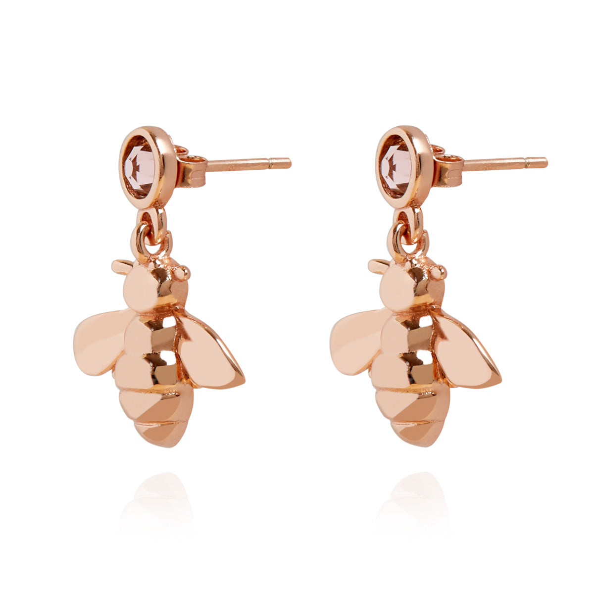 rose gold bee earrings