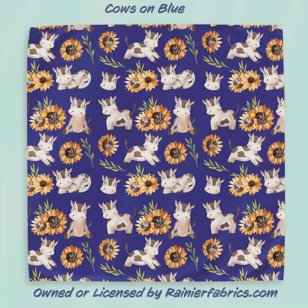 Cows and Flowers with Background Options  - 2-5 day turnaround - Order by 1/2 yard; Description of bases below