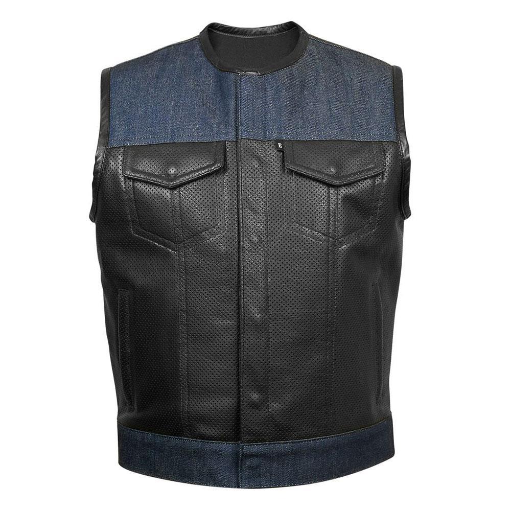 Camo Leather / Denim MC-Vest - Cut Off - Guerilla!, Vests