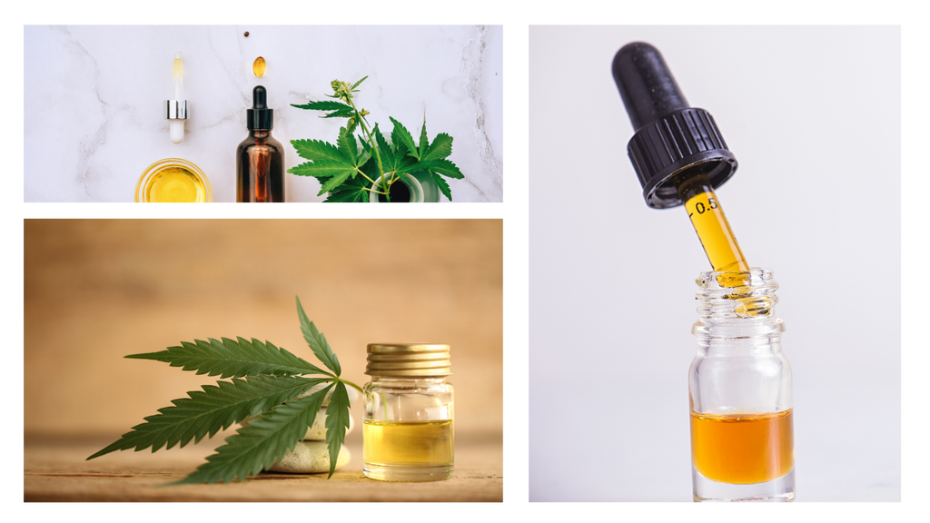 image collage showing how to use CBD oil