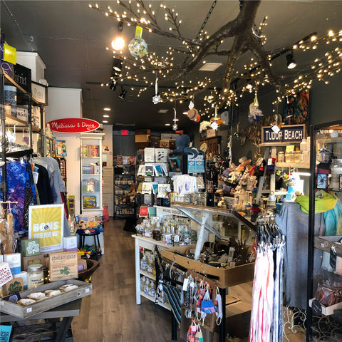 Interior view inside The Hiccup creative gift shop and experience in Swampscott, MA