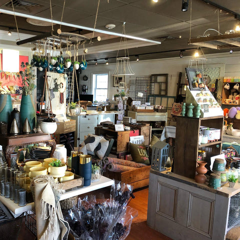 Interior view from inside Tin Bucket gift shop in Reading, MA