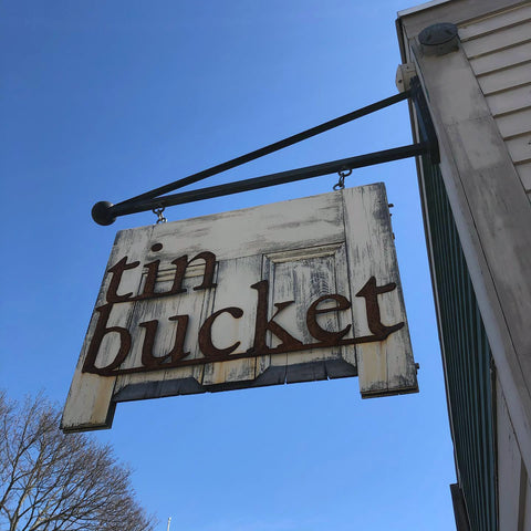 Tin Bucket shop sign in Reading, MA