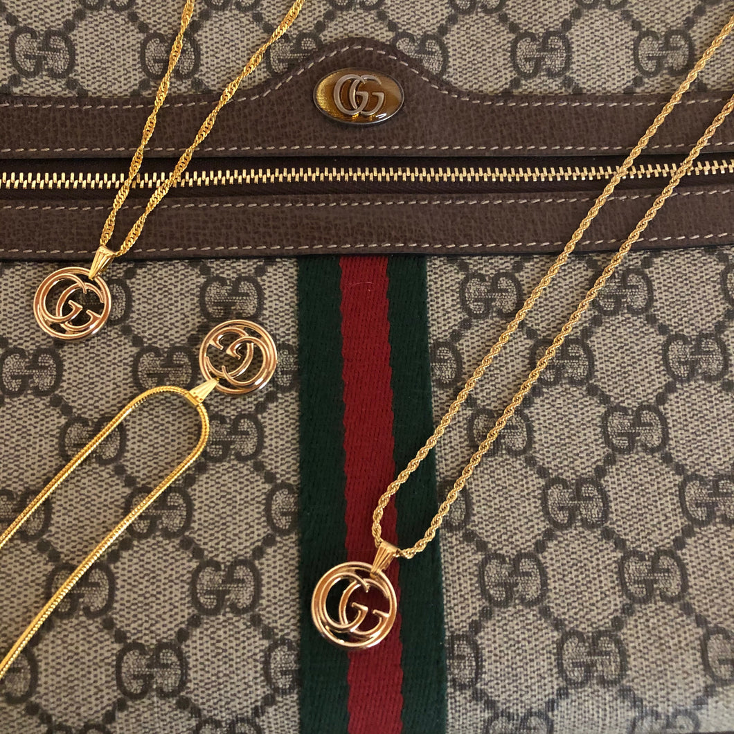 repurposed gucci button necklace