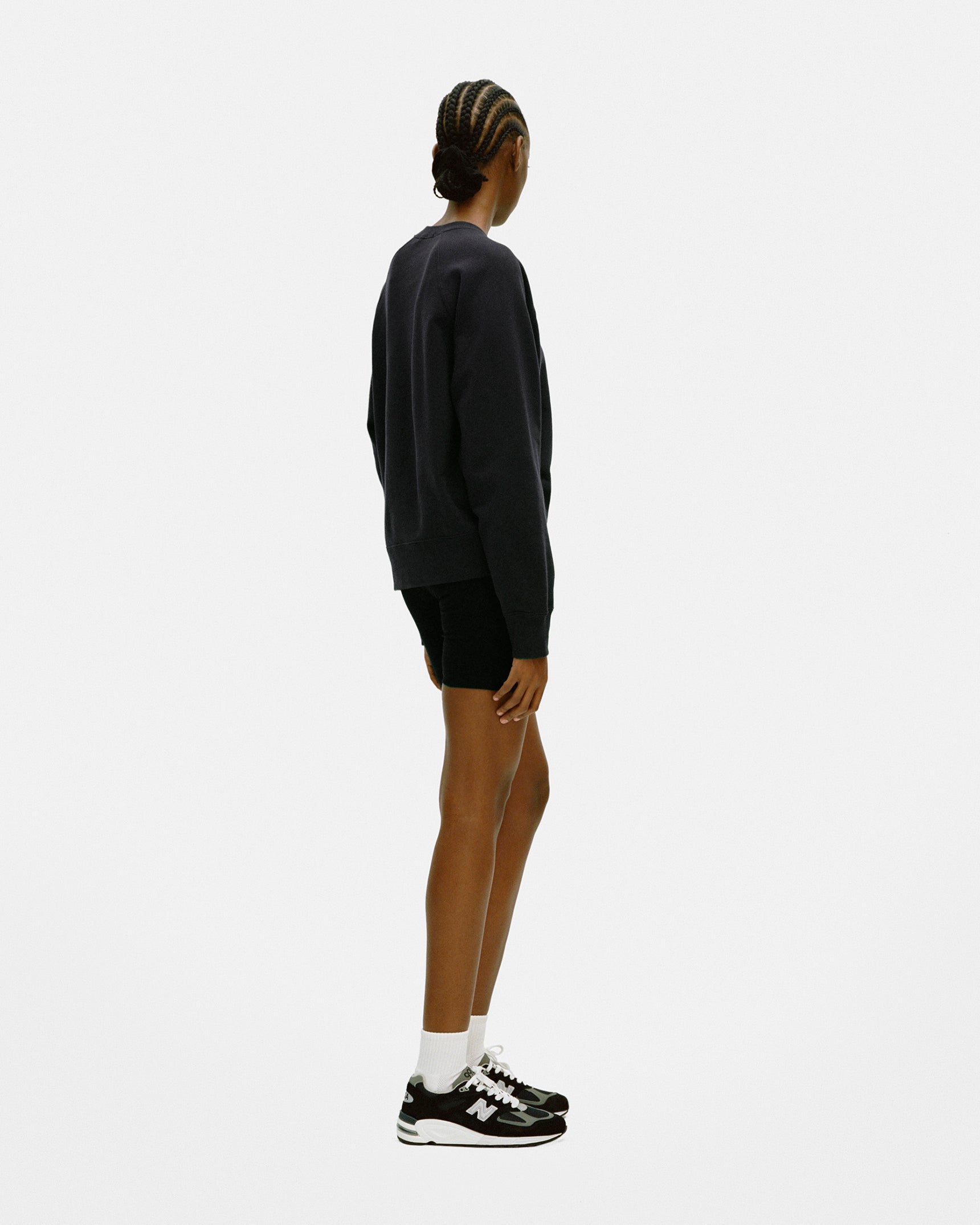 Body of Work - Raglan Sweatshirt, Shale - Cycling Shorts, Black