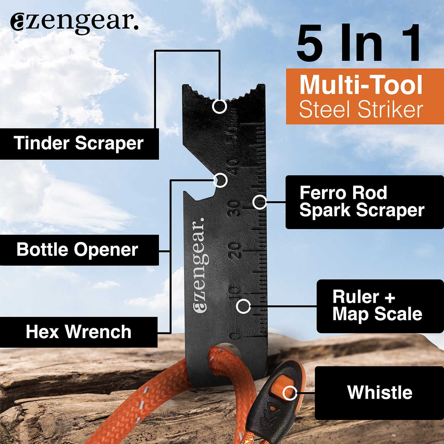 aZengear Flint Steel Pro Fire Starter Striker