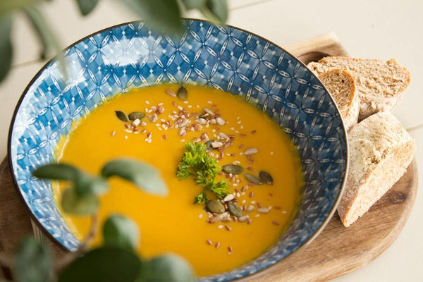 A bowl of lentil soup.