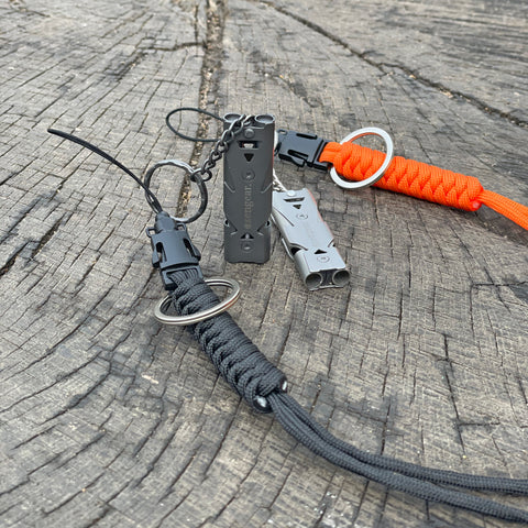 Loud Stainless Steel Whistle With Paracord Lanyard String