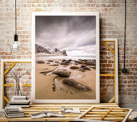 unstad beach norways lofoten island artwork