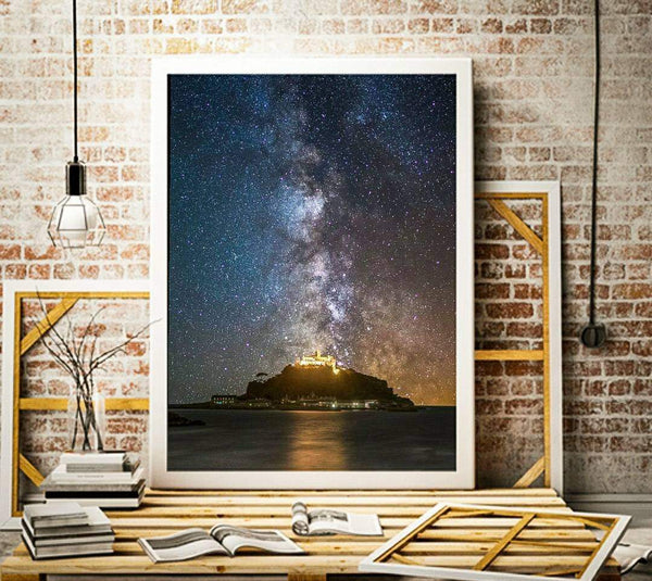 Photographic print of St Michaels mount below a night sky