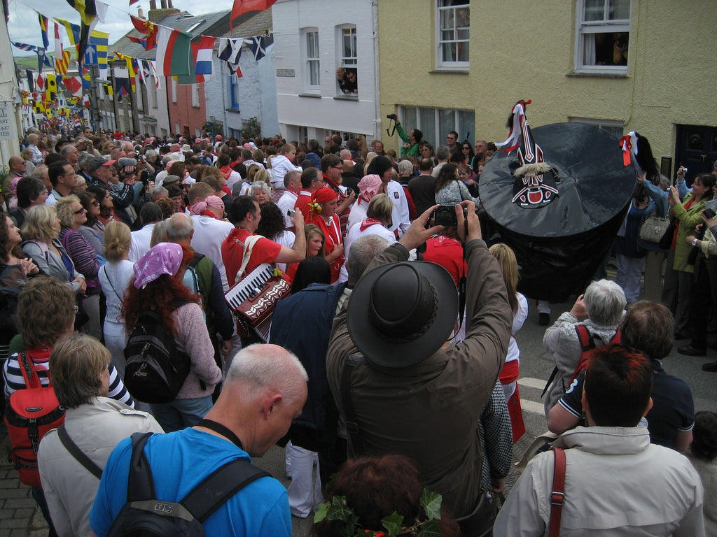 Padstow town center during a festival