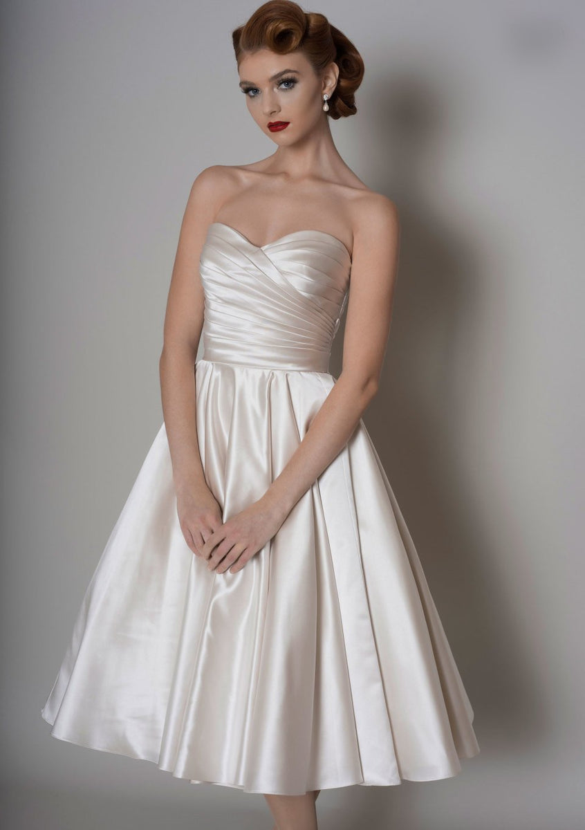 86-elspeth Pleated satin bodice wedding dress | FairyGothMother