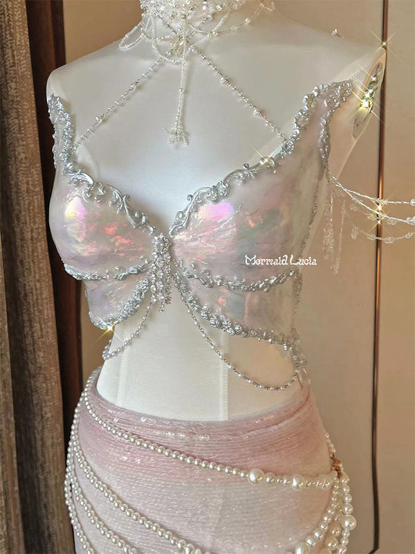 Candy Floating Glitter Princess Resin Porcelain Mermaid Corset Bra Top