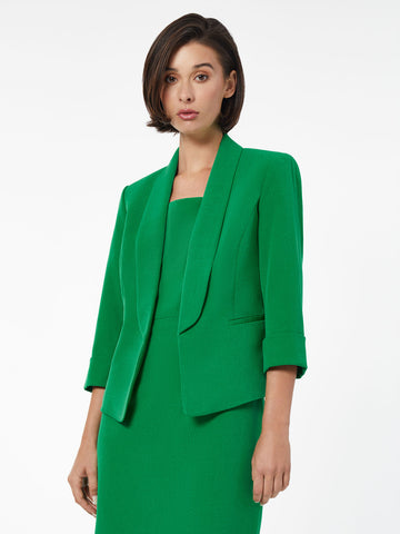 Kasper Petite Stretch Crepe Notch Lapel Long Sleeve Fitted Coordinating One  Button Blazer