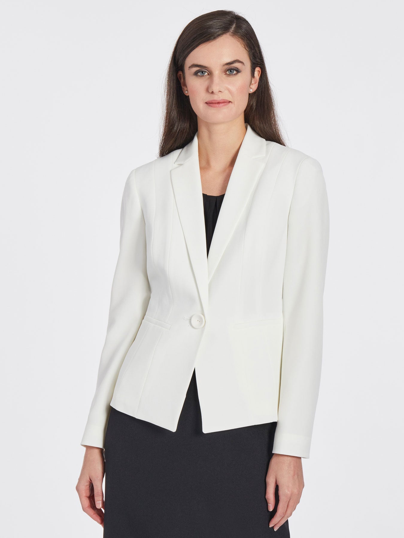 Plus Size Stretch Crepe One-Button Blazer