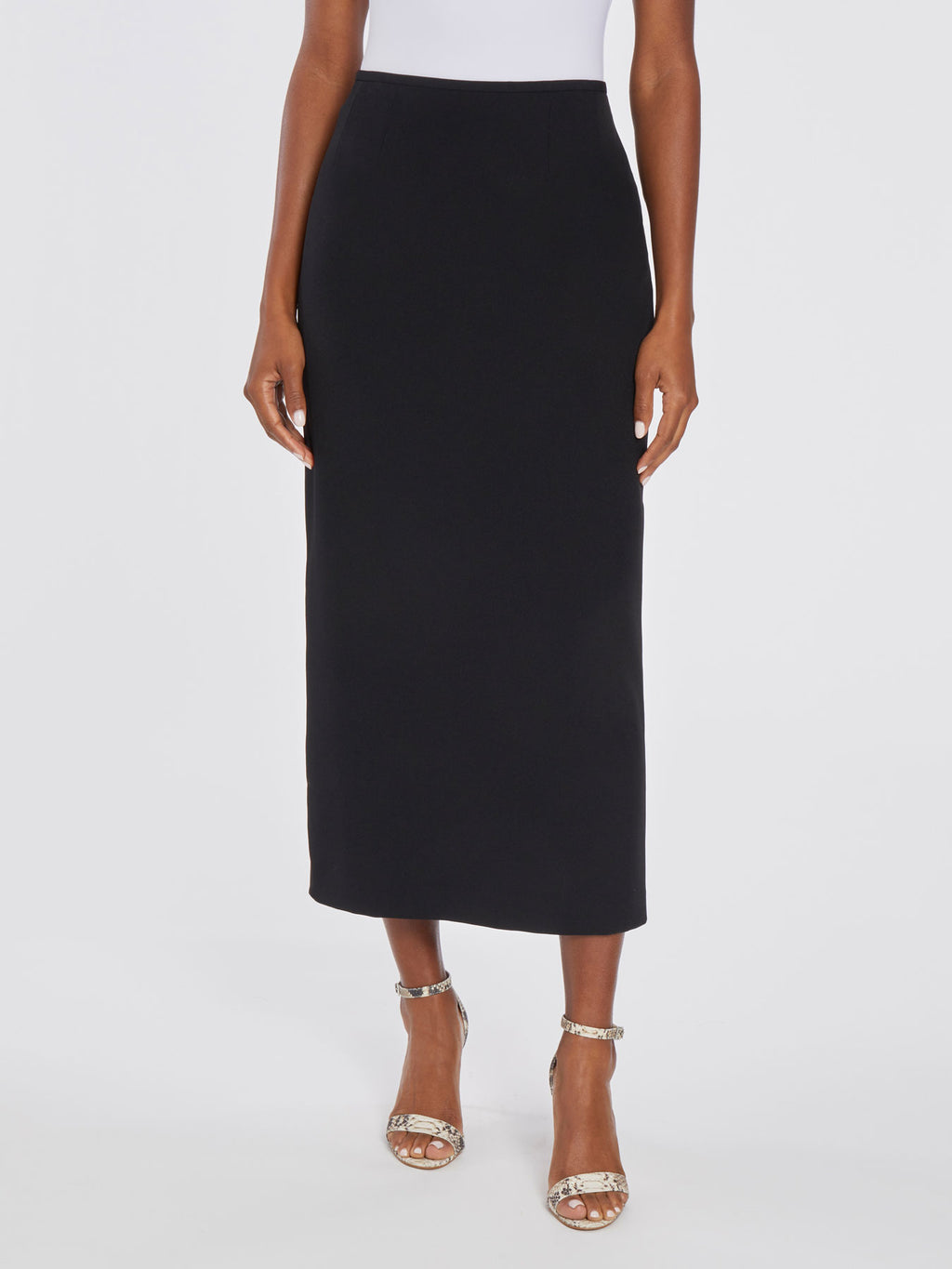 Crepe Column Skirt, Black | Kasper