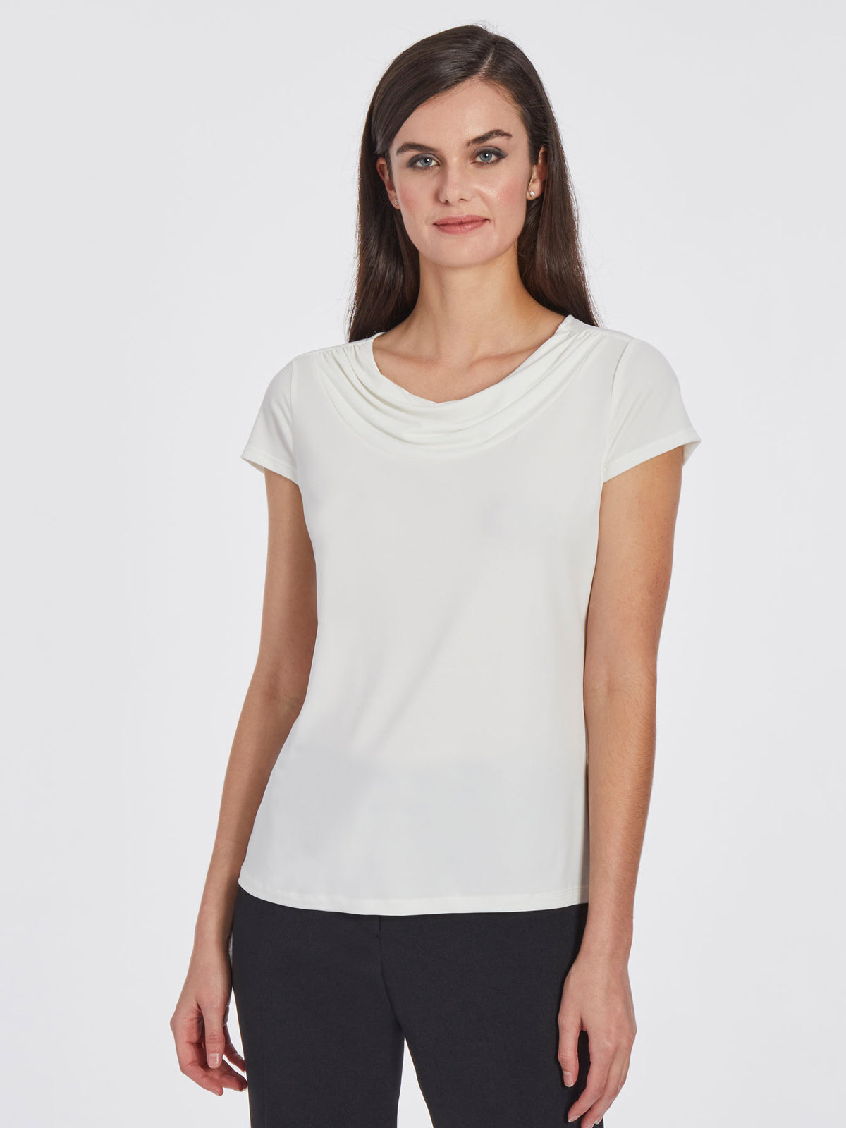 Draped Cowl Neck Knit Top Kasper